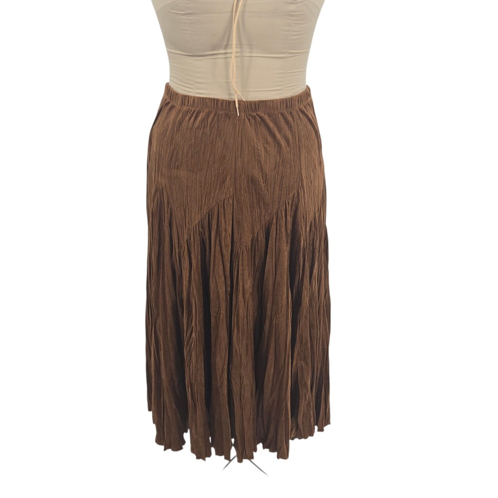 Coldwater Creek Maxi Skirt L Brown Pleated Broomstick Boho Casual Hippie Peasant